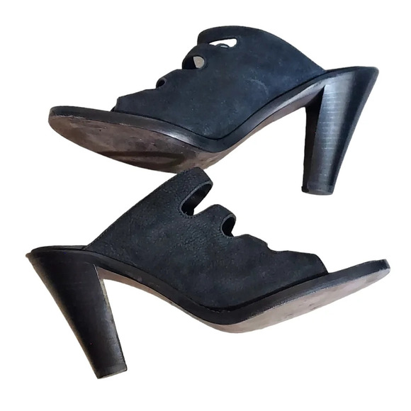 Donald J Pliner Black Suede Strappy Buckled Heeled Sandals‎ Mules - Picture 13 of 15